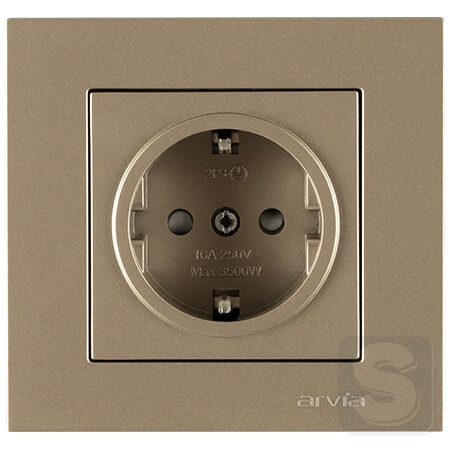 Розетка із заземленням та шторками 16A/220V Arvia Electric KAREN Титан (20 05 2000 243)